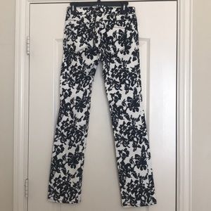 Stretchy Floral black white Jeans